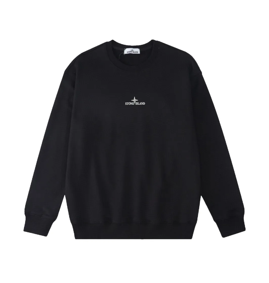 W810#P160💰 Stone Island classic compass logo printed round neck long-sleeved sweatshirt! Versatile base round neck sweatshirt for couples! Simple armband design, customized 1*1 thread (fine texture), 380g double-strand large terry fabric, very good quality, foreign trade craftsmanship, respect the original version! The threads at the cuffs and hem are all original bartacks! The time-consuming and material consumption distinguishes the ordinary version on the market! Tops worn by celebrities from all walks of life on INS, can be matched with couple styles!  Color: Black White Size: M-XXL